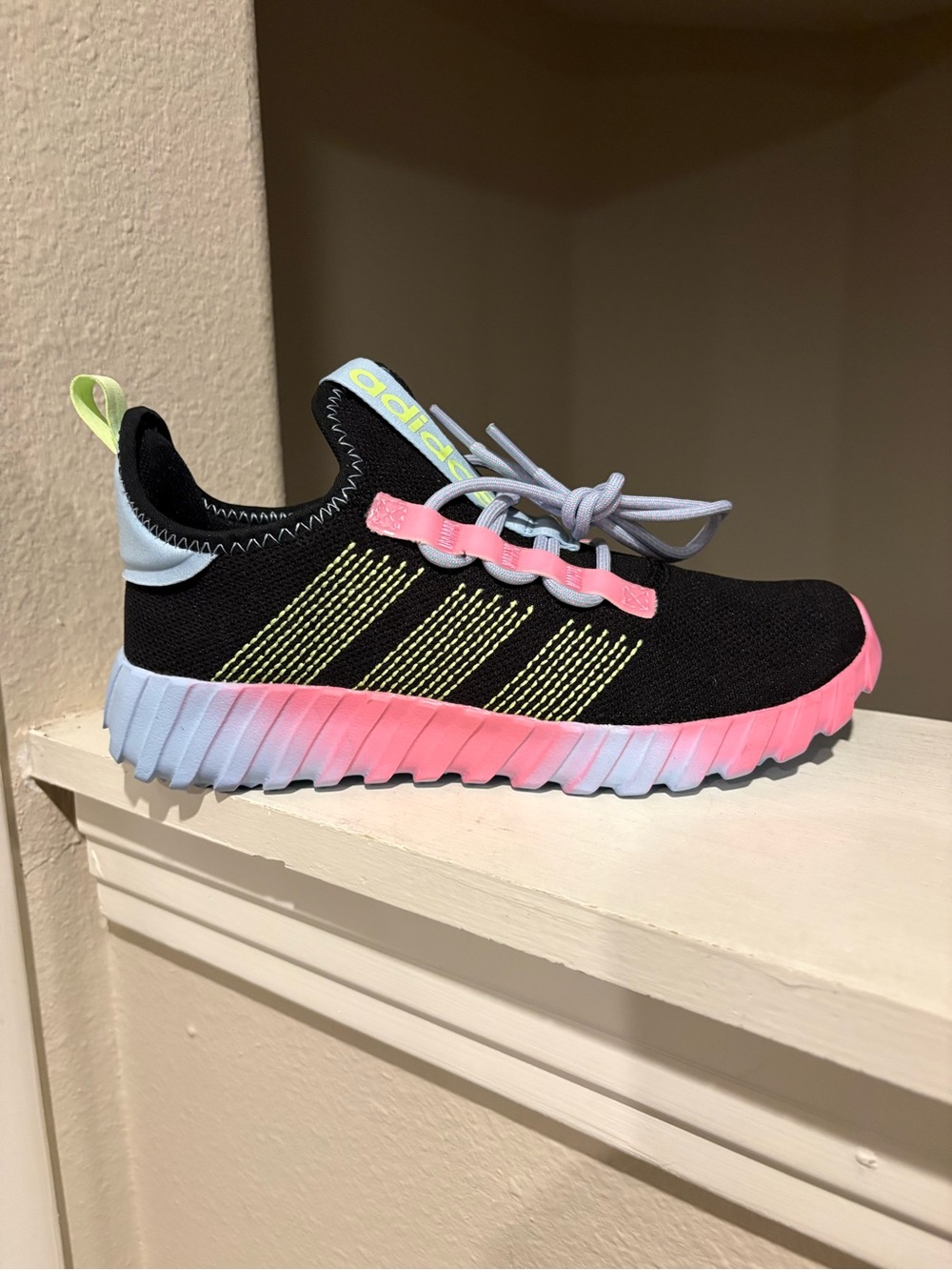 NEW Adidas Kaptir Flow K Black Pink Blue Green Unisex Athletic Sneakers Youth 5Y - Picture 2 of 9